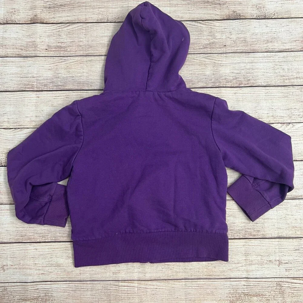Disney Hannah Montana Purple Zip Hoodie Jacket Girls Size 7/8 Embroidered Pocket